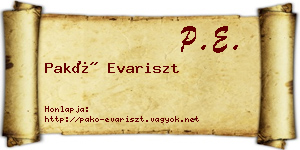 Pakó Evariszt névjegykártya